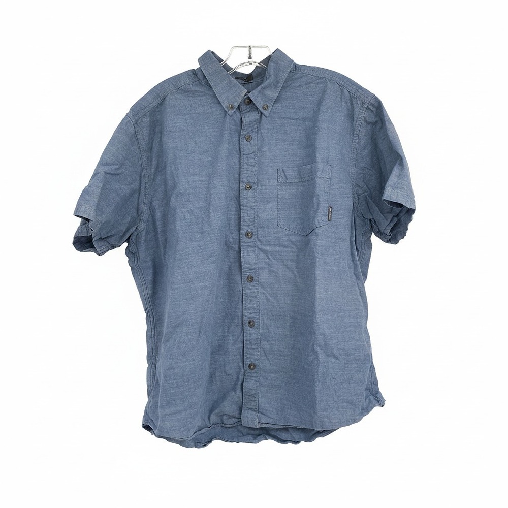 Eddie Bauer Blue Short Sleeve Button Down Dress Shirt | XL Regular